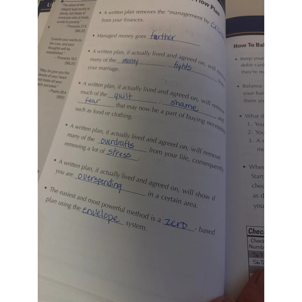 Dave Ramsey Financial Peace University Workbook Adult OS Tan Blue Debt Wealth